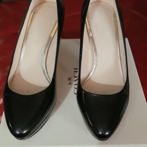 Black patent leather heels